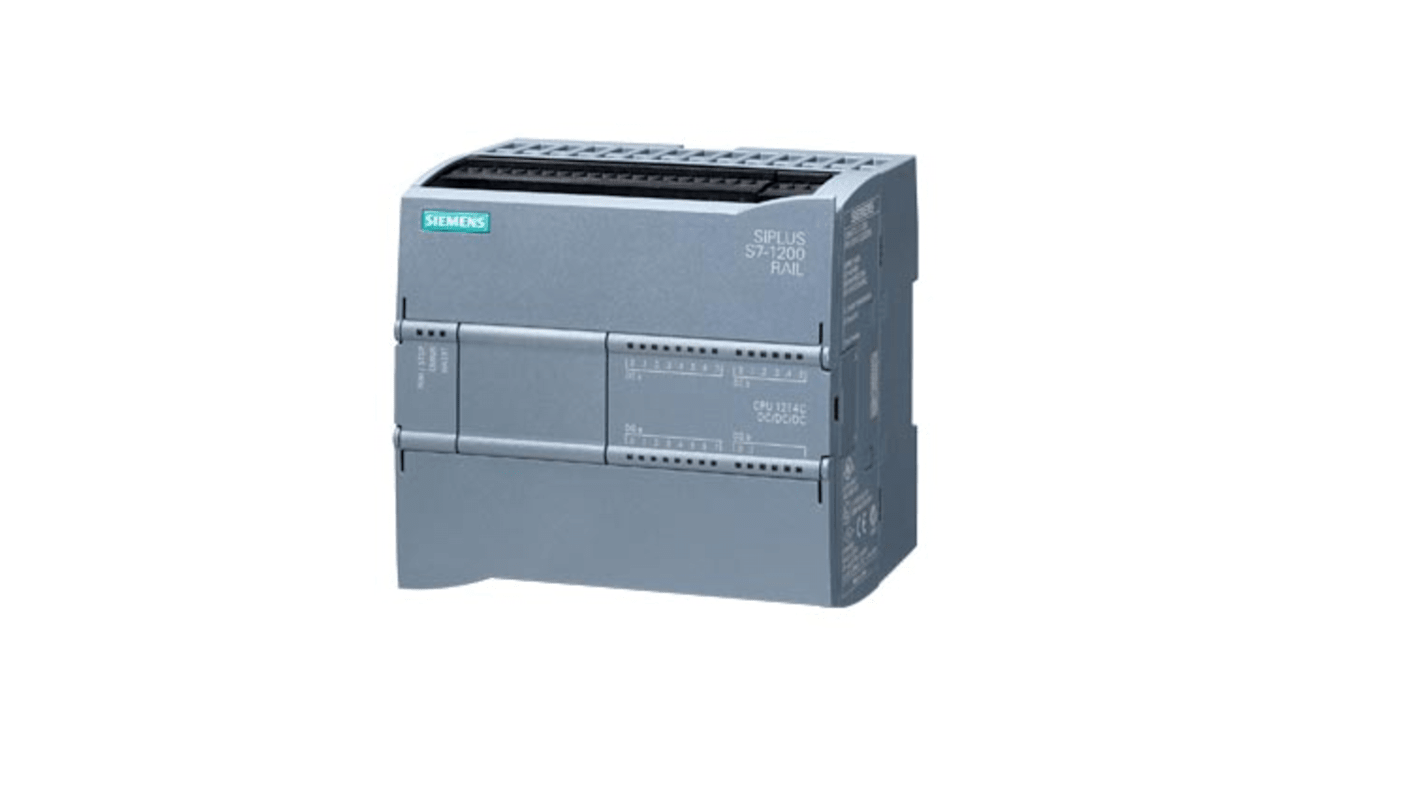 Siemens SIPLUS S7-1200 CPU 1214C Series PLC CPU for Use with SIPLUS S7-1200, Transistor Output, 16-Input, Analog Input