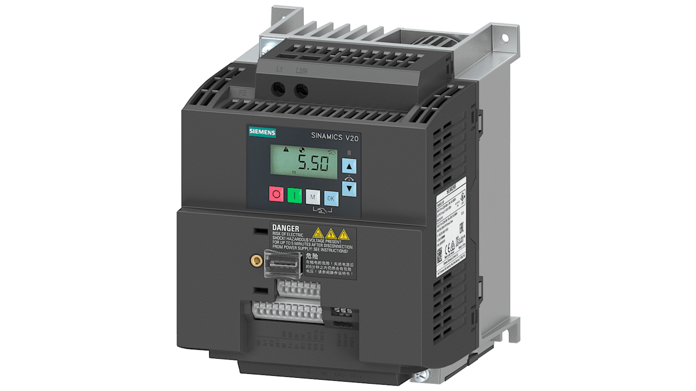 Convertisseur Siemens SINAMICS V20, 3 kW 240 V 1, 3, 13,6 A, 550Hz