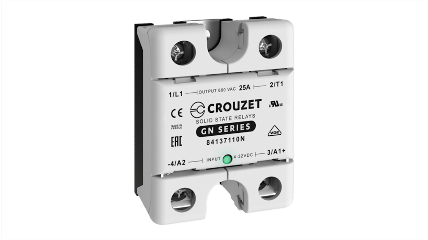 Crouzet GN Series Solid State Relay, 25 A Load, Panel Mount, 660 V rms Load