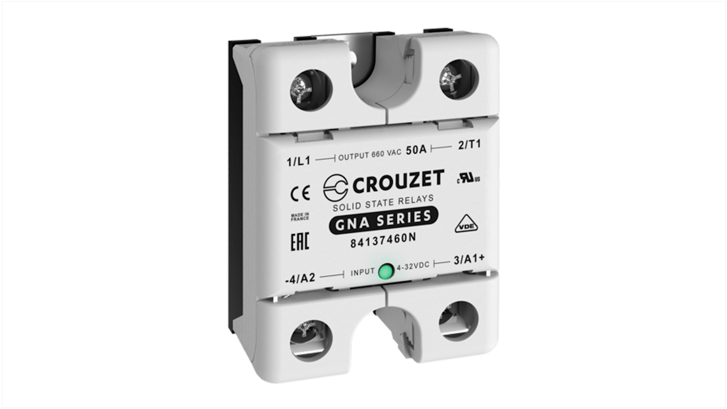 Crouzet GNA Series Solid State Relay, 50 A Load, Panel Mount, 660 V rms Load