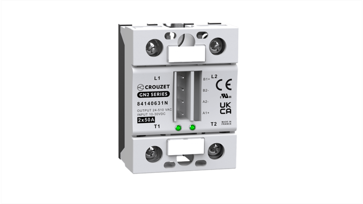 Crouzet GN2 Series Solid State Relay, 50 A Load, Panel Mount, 510 V rms Load