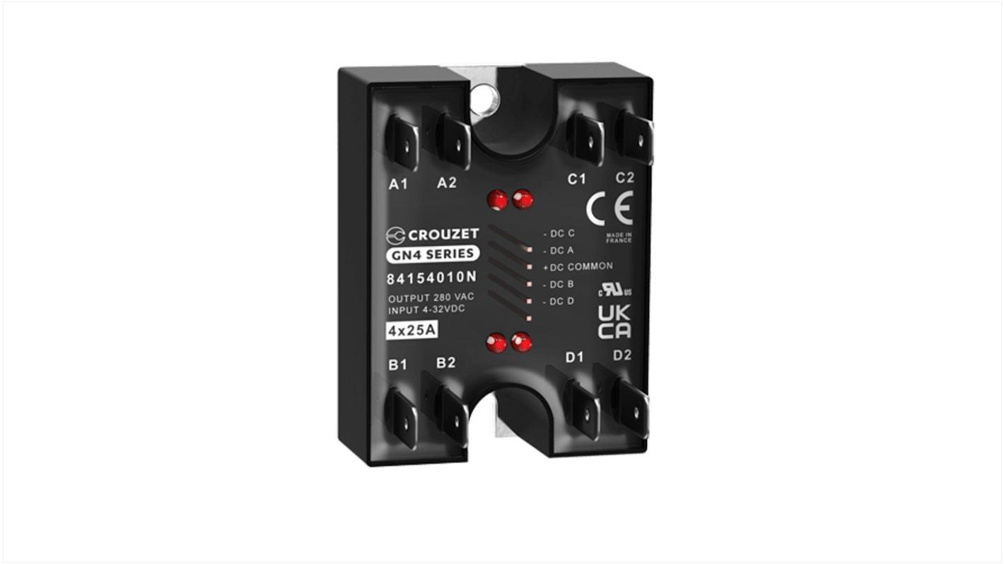 Crouzet GN4 Series Solid State Relay, 25 A Load, Panel Mount, 280 Vrms Load