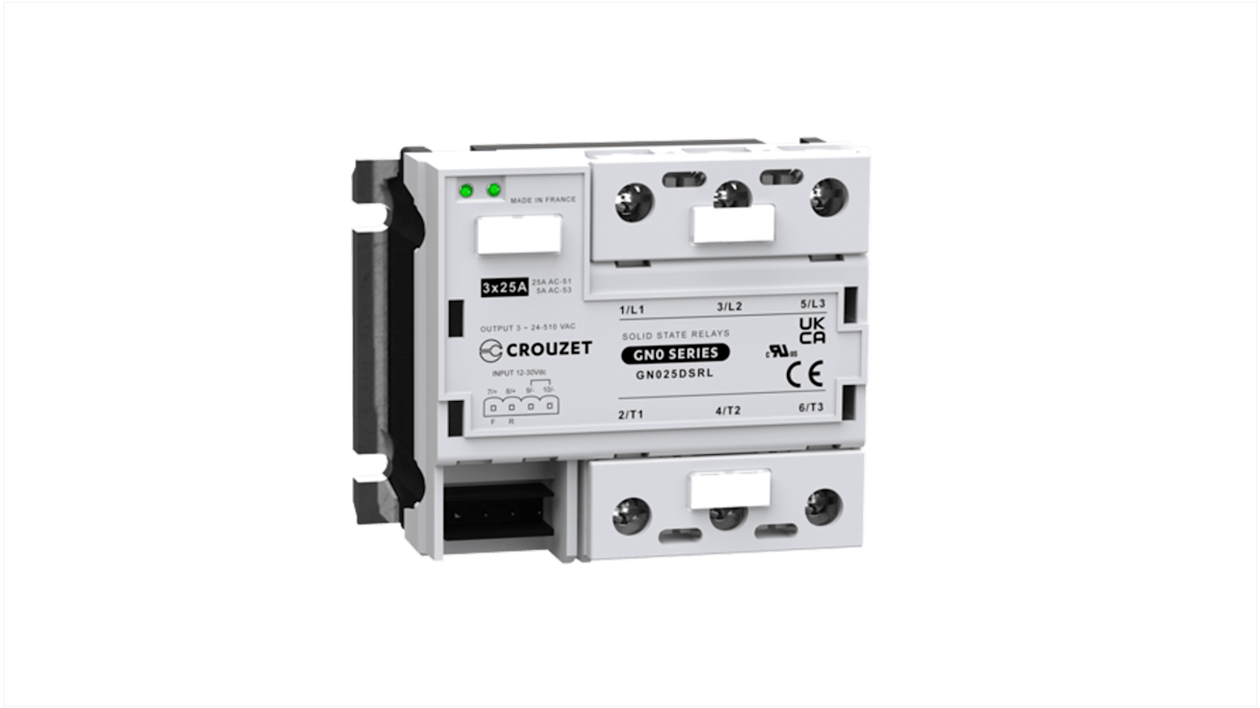 Crouzet GN0 Series Solid State Relay, 25 A Load, Panel Mount, 510 V rms Load