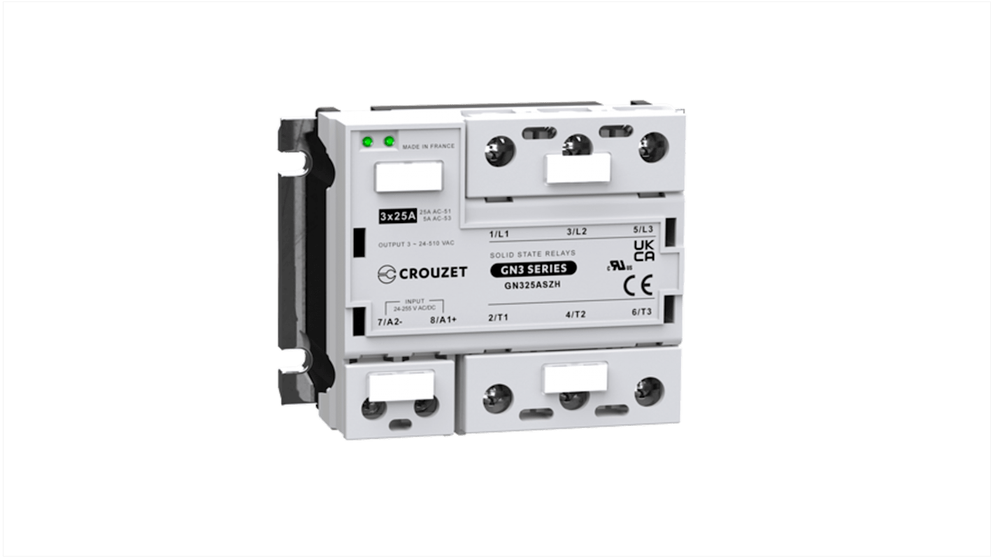 Crouzet GN3 Series Solid State Relay, 25 A Load, Panel Mount, 510 V rms Load