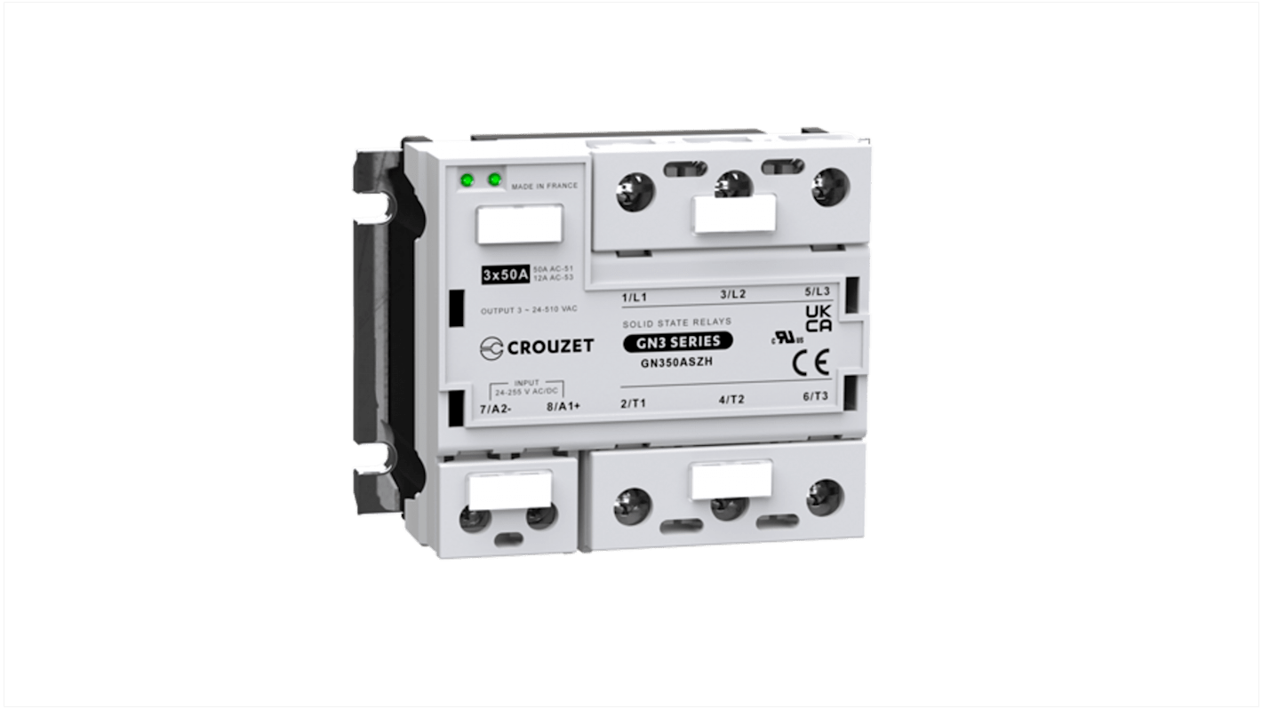 Crouzet GN3 Series Solid State Relay, 50 A Load, Panel Mount, 510 V rms Load