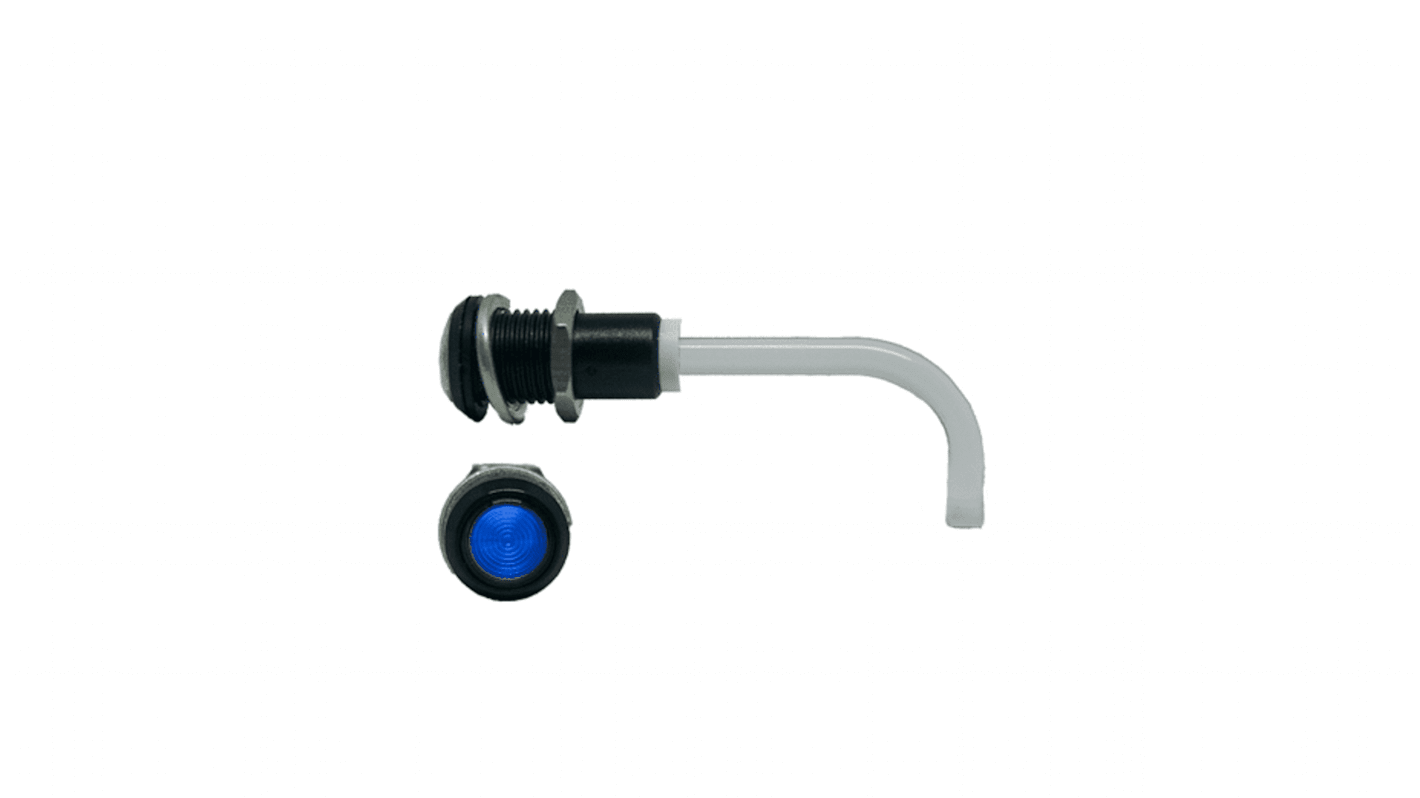RHD-0700-1500-F9PZB67PR Bivar, Panel Mount Right Angle LED Light Pipe, Blue Round Lens