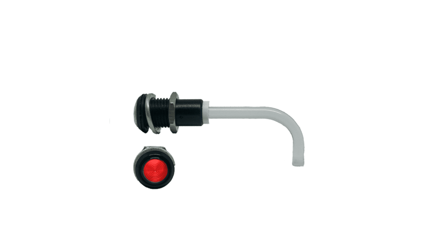 RHD-0700-1500-F9PZR67PR Bivar, Panel Mount Right Angle LED Light Pipe, Red Round Lens