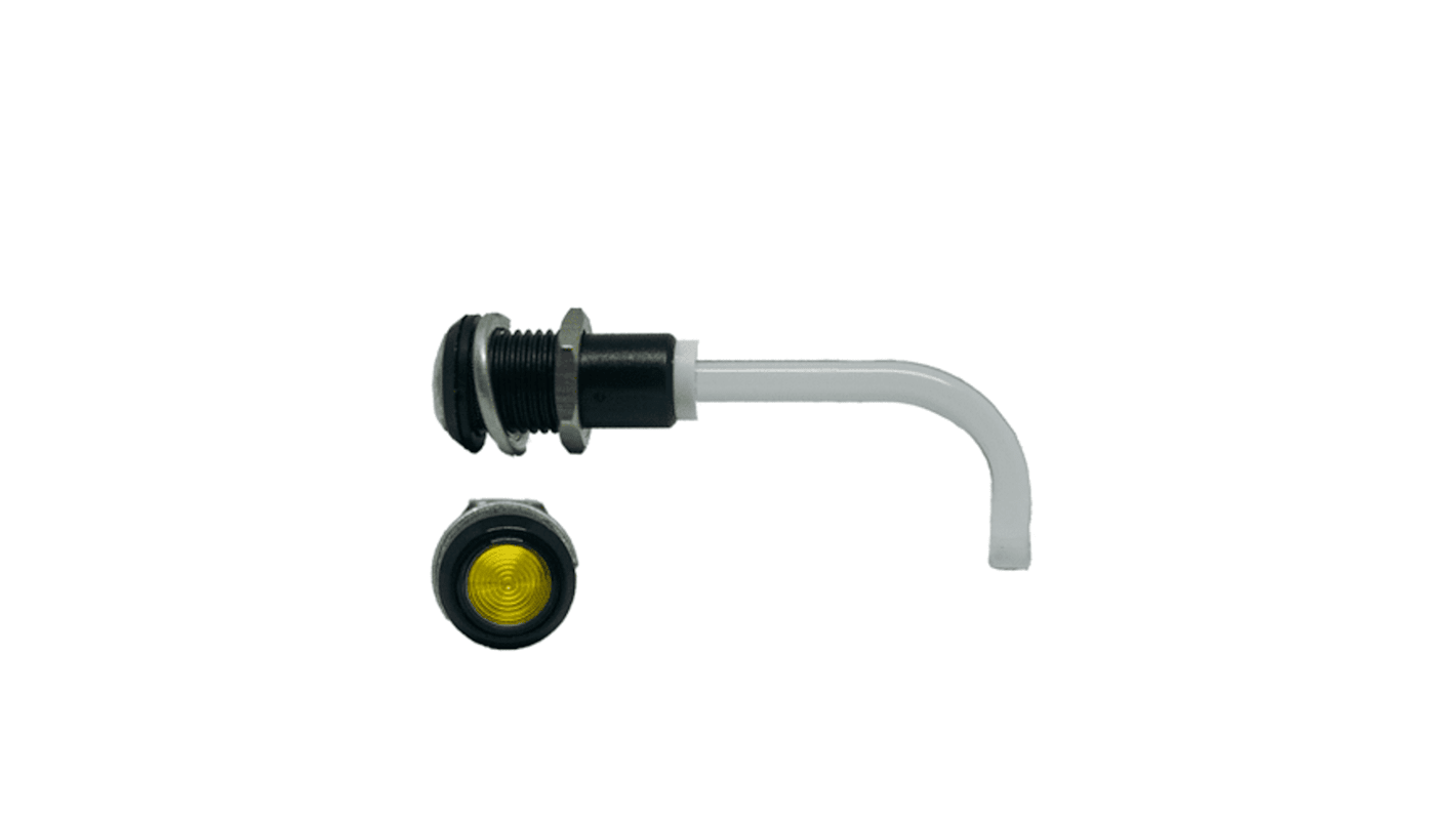 RHD-0700-1500-F9PZY67PR Bivar, Panel Mount Right Angle LED Light Pipe, Yellow Round Lens