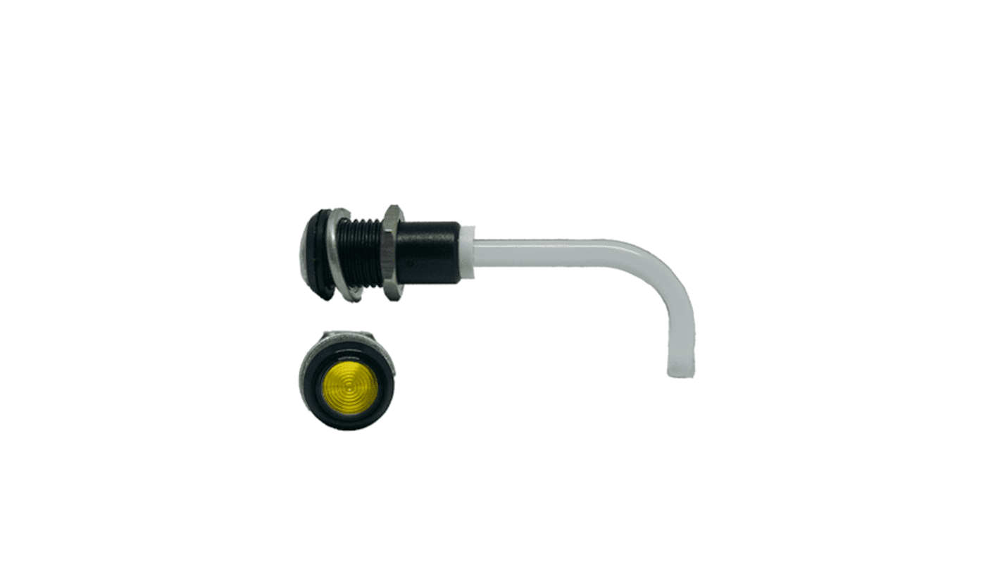 RHD-0700-2000-F9PZY67PR Bivar, Panel Mount Right Angle LED Light Pipe, Yellow Round Lens