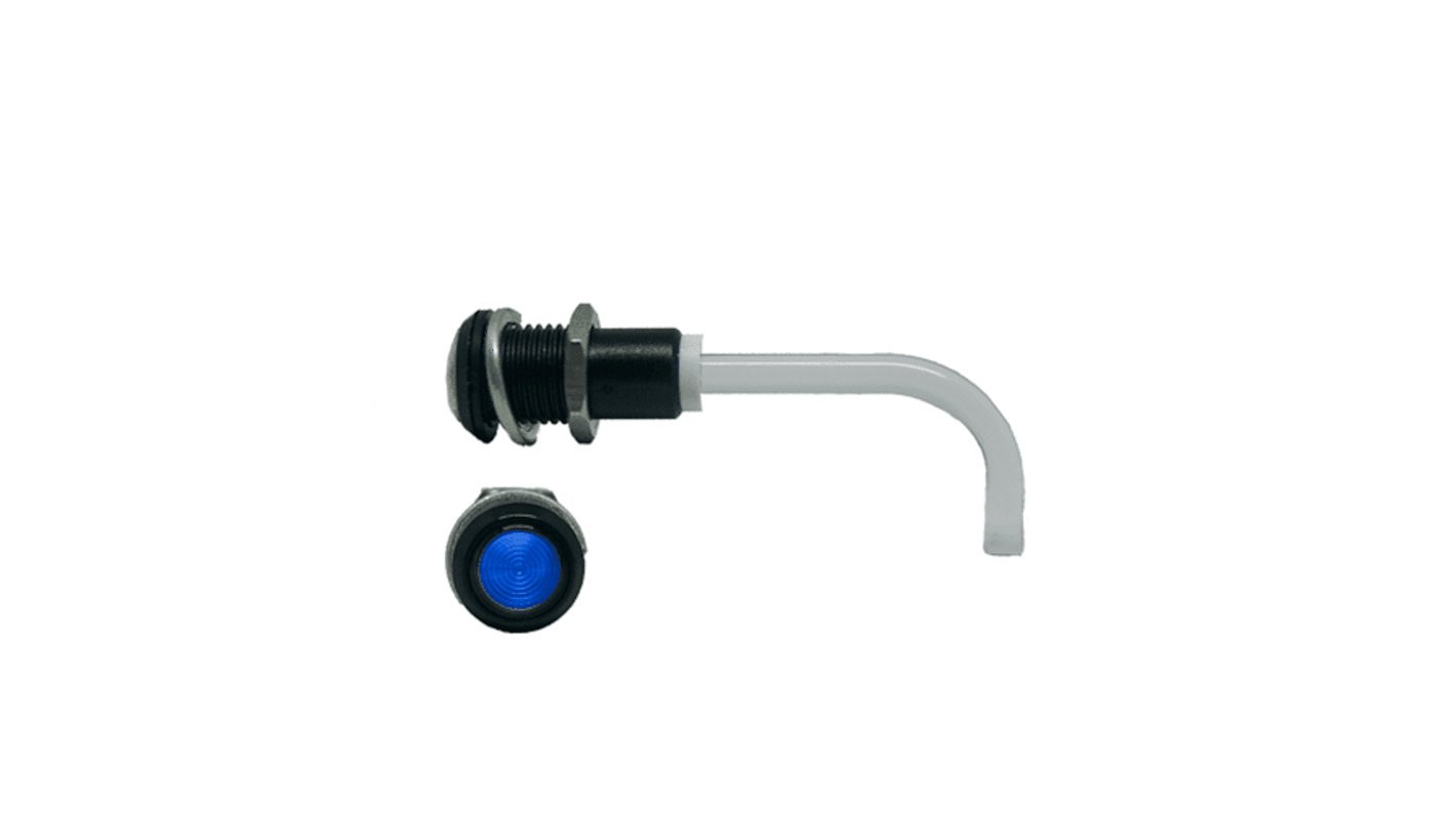 RHD-0700-2500-F9PZB67PR Bivar, Panel Mount Right Angle LED Light Pipe, Blue Round Lens