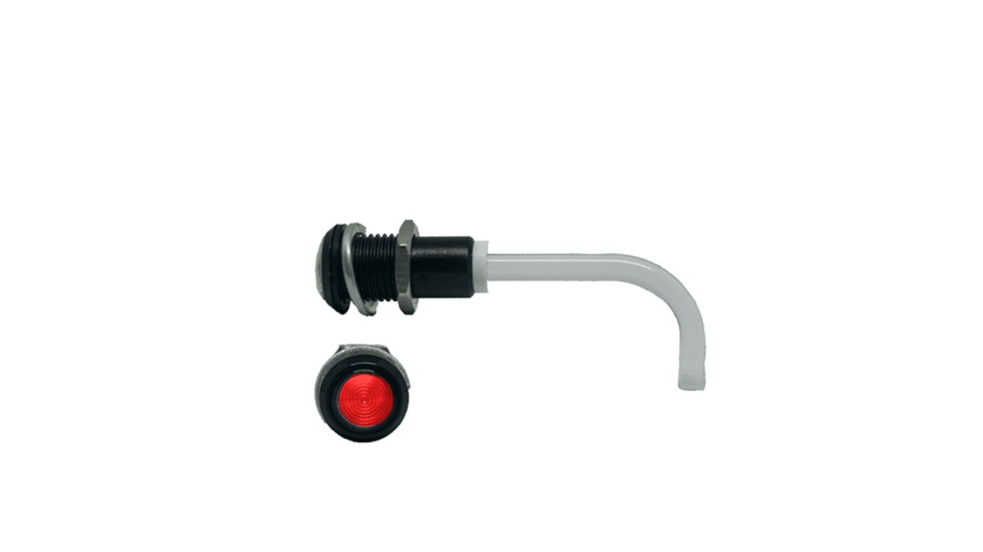 RHD-0700-2500-F9PZR67PR Bivar, Panel Mount Right Angle LED Light Pipe, Red Round Lens