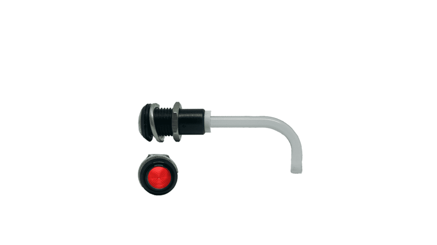 RHD-0700-3000-F9PZR67PR Bivar, Panel Mount Right Angle LED Light Pipe, Red Round Lens