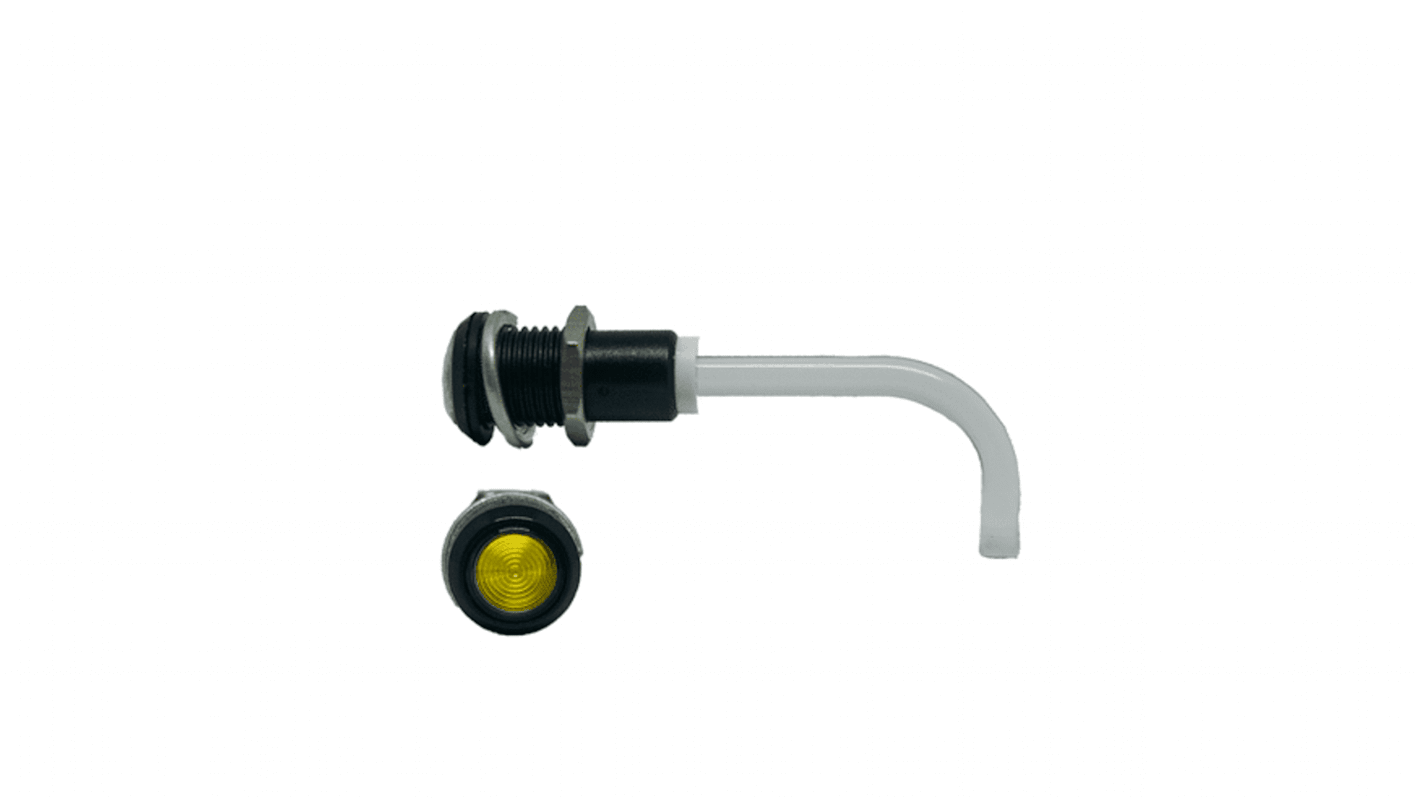 RHD-0700-3000-F9PZY67PR Bivar, Panel Mount Right Angle LED Light Pipe, Yellow Round Lens