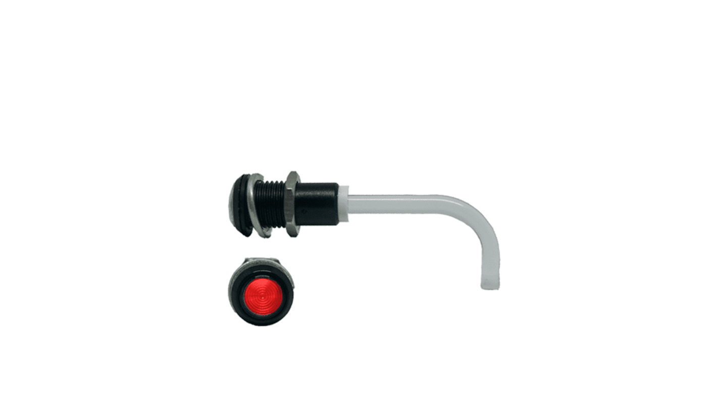 RHD-0700-3500-F9PZR67PR Bivar, Panel Mount Right Angle LED Light Pipe, Red Round Lens