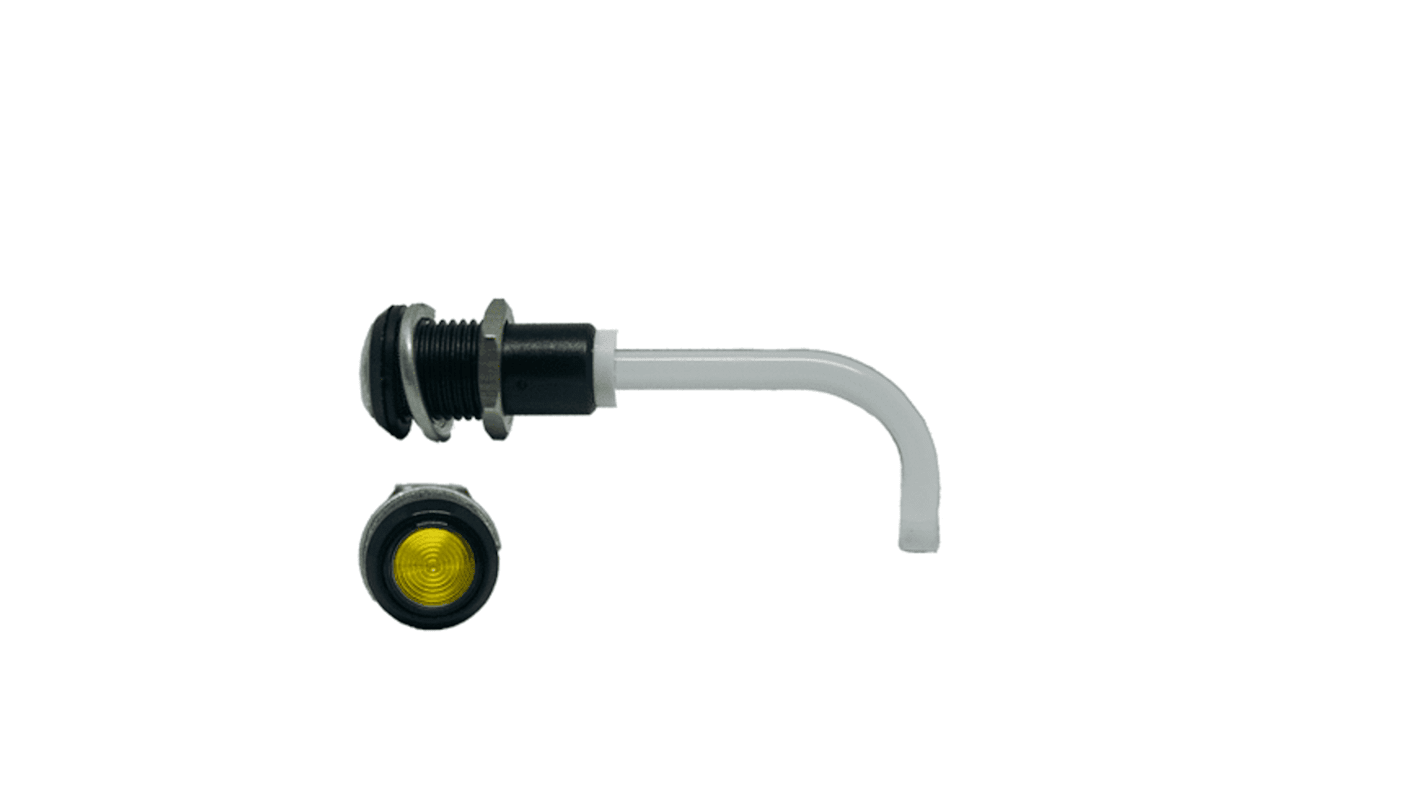 RHD-0700-3500-F9PZY67PR Bivar, Panel Mount Right Angle LED Light Pipe, Yellow Round Lens