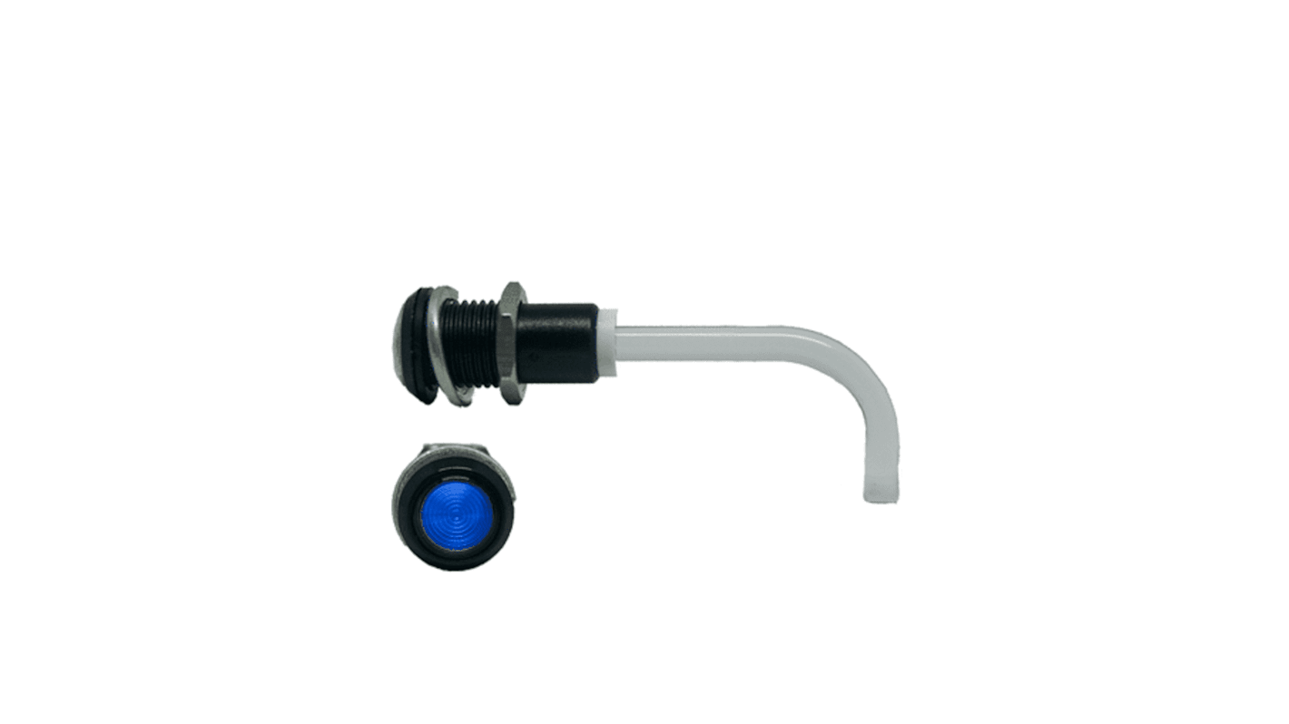 RHD-0900-2500-F9PZB67PR Bivar, Panel Mount Right Angle LED Light Pipe, Blue Round Lens