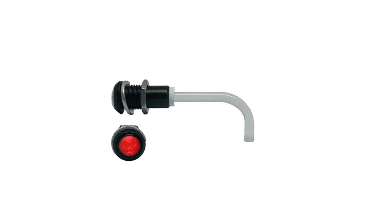 RHD-0900-3000-F9PZR67PR Bivar, Panel Mount Right Angle LED Light Pipe, Red Round Lens