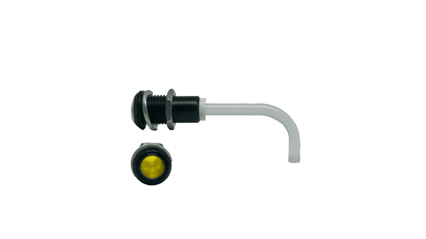 RHD-0900-3000-F9PZY67PR Bivar, Panel Mount Right Angle LED Light Pipe, Yellow Round Lens