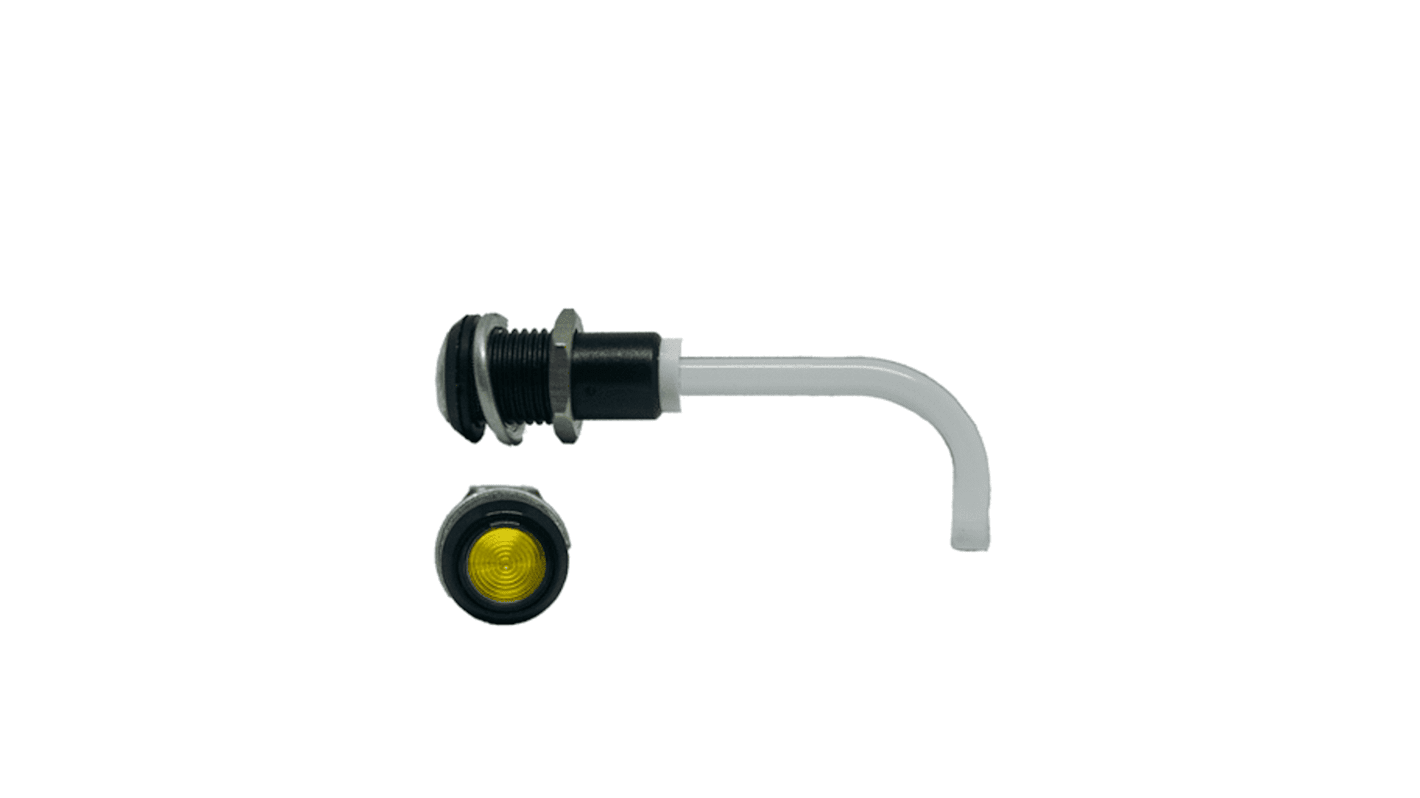 RHD-0900-3500-F9PZY67PR Bivar, Panel Mount Right Angle LED Light Pipe, Yellow Round Lens