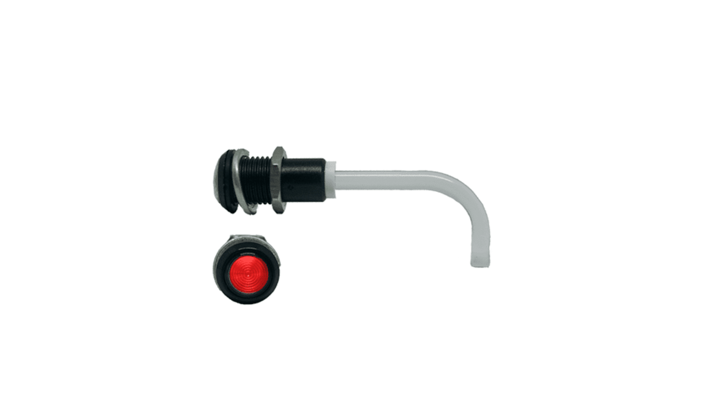 RHD-1100-1500-F9PZR67PR Bivar, Panel Mount Right Angle LED Light Pipe, Red Round Lens