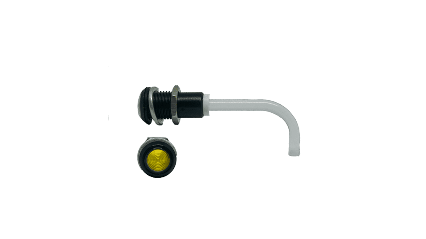 RHD-1100-1500-F9PZY67PR Bivar, Panel Mount Right Angle LED Light Pipe, Yellow Round Lens