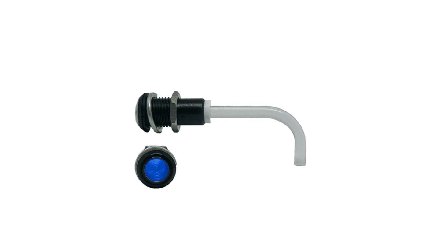 RHD-1100-2500-F9PZB67PR Bivar, Panel Mount Right Angle LED Light Pipe, Blue Round Lens