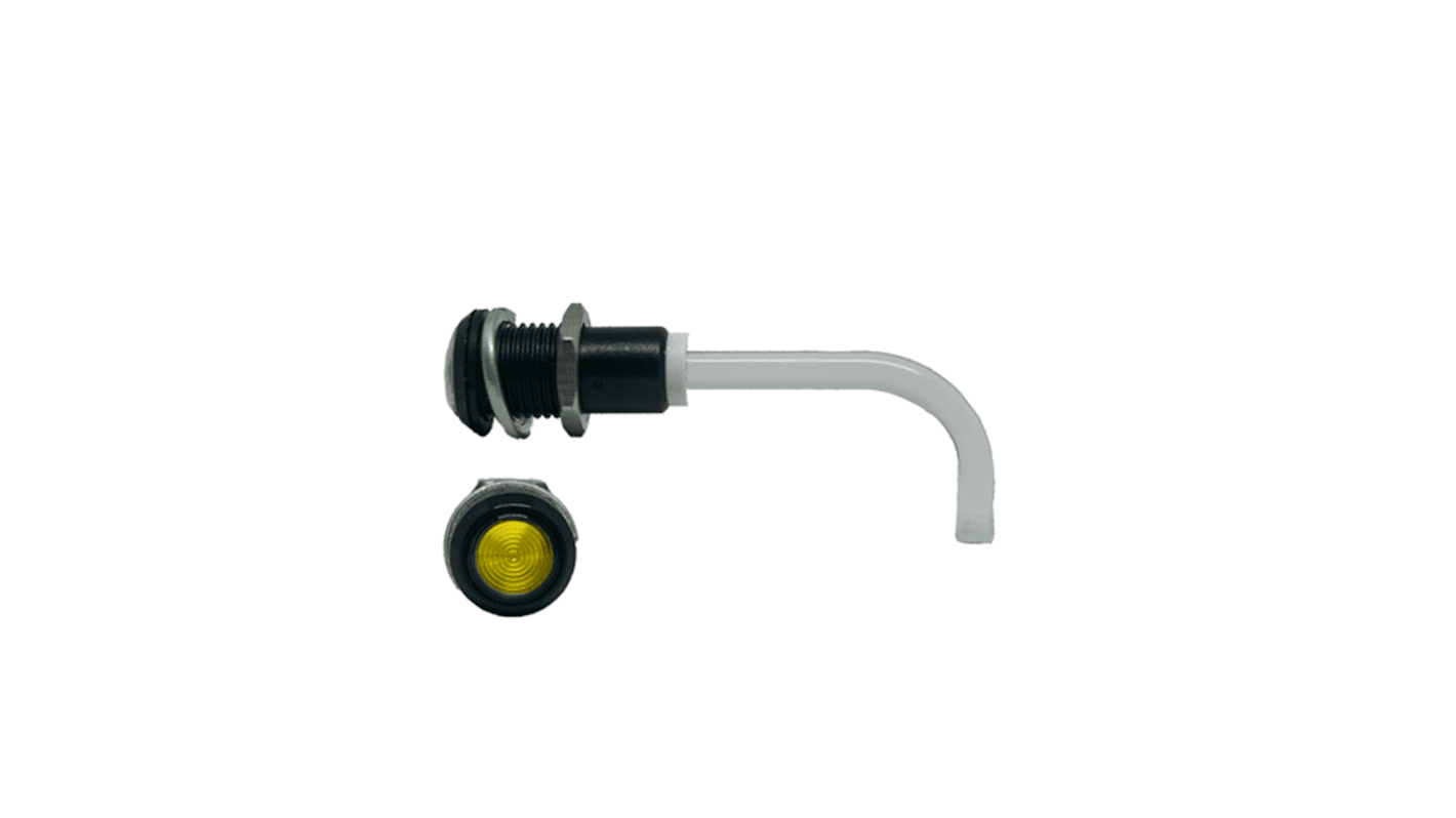 RHD-1100-2500-F9PZY67PR Bivar, Panel Mount Right Angle LED Light Pipe, Yellow Round Lens