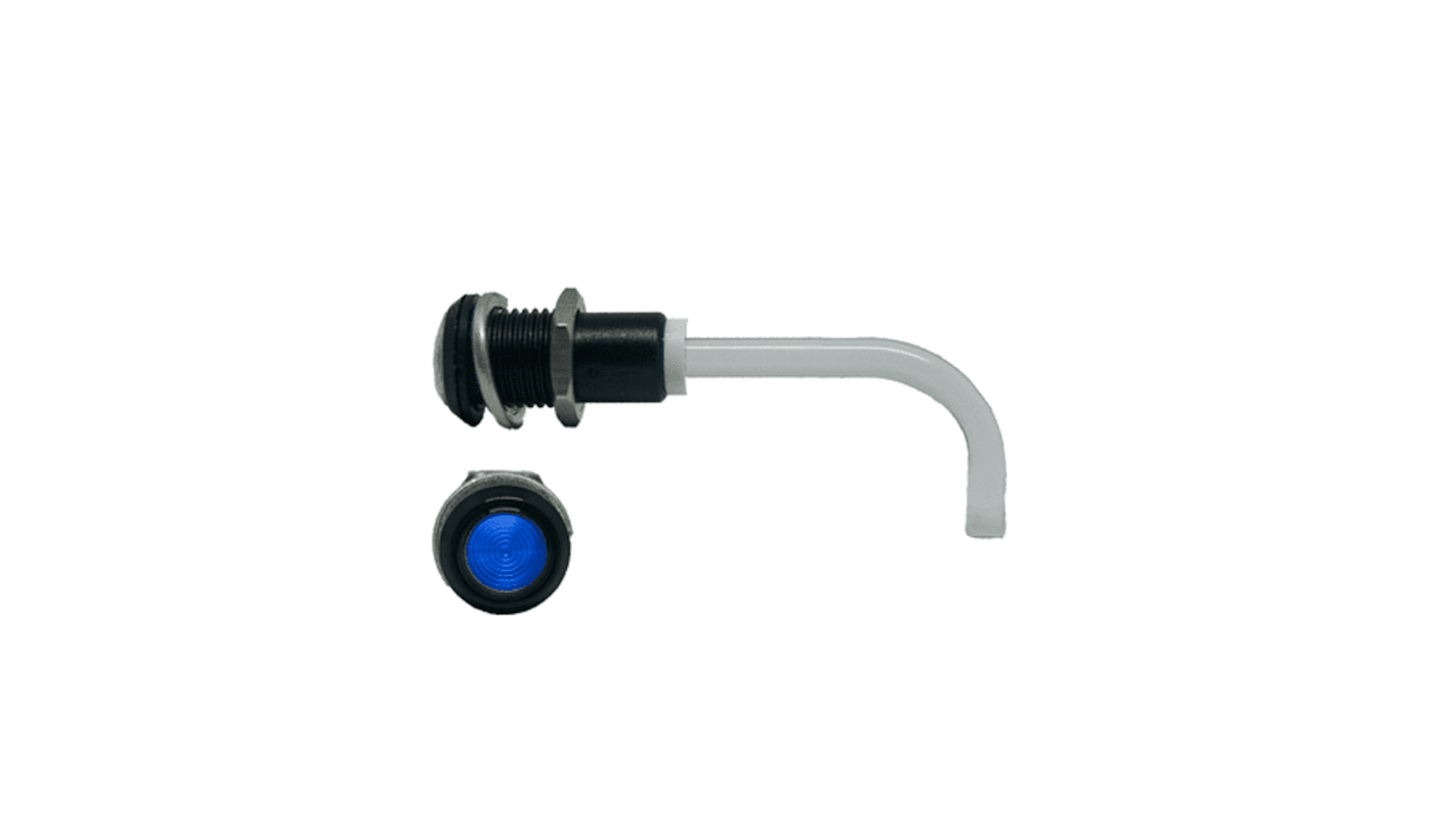 RHD-1100-3000-F9PZB67PR Bivar, Panel Mount Right Angle LED Light Pipe, Blue Round Lens