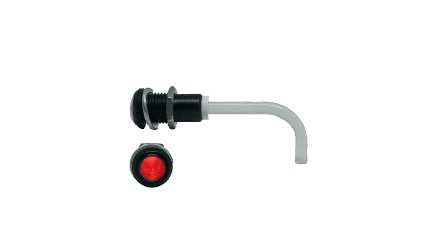 RHD-1100-3000-F9PZR67PR Bivar, Panel Mount Right Angle LED Light Pipe, Red Round Lens