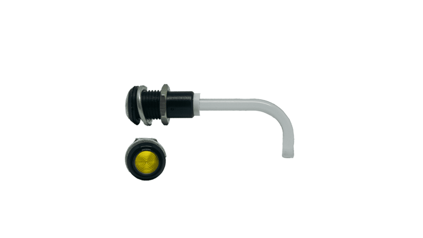 RHD-1100-3000-F9PZY67PR Bivar, Panel Mount Right Angle LED Light Pipe, Yellow Round Lens