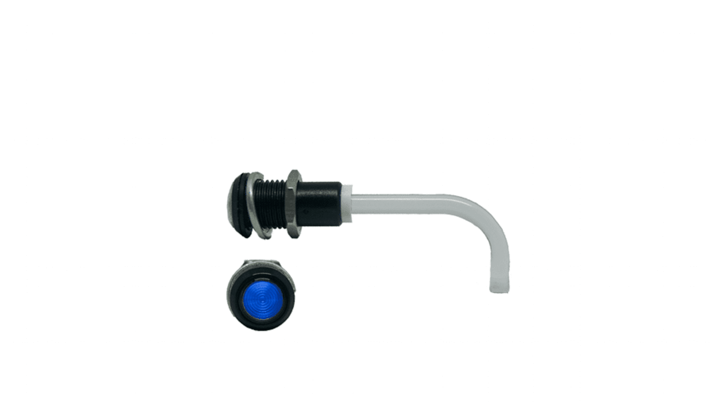 RHD-1100-3500-F9PZB67PR Bivar, Panel Mount Right Angle LED Light Pipe, Blue Round Lens