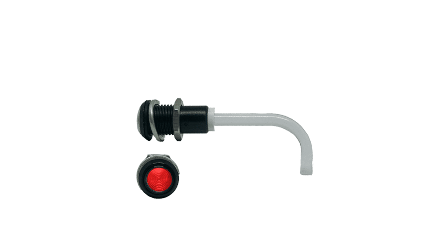 RHD-1100-3500-F9PZR67PR Bivar, Panel Mount Right Angle LED Light Pipe, Red Round Lens