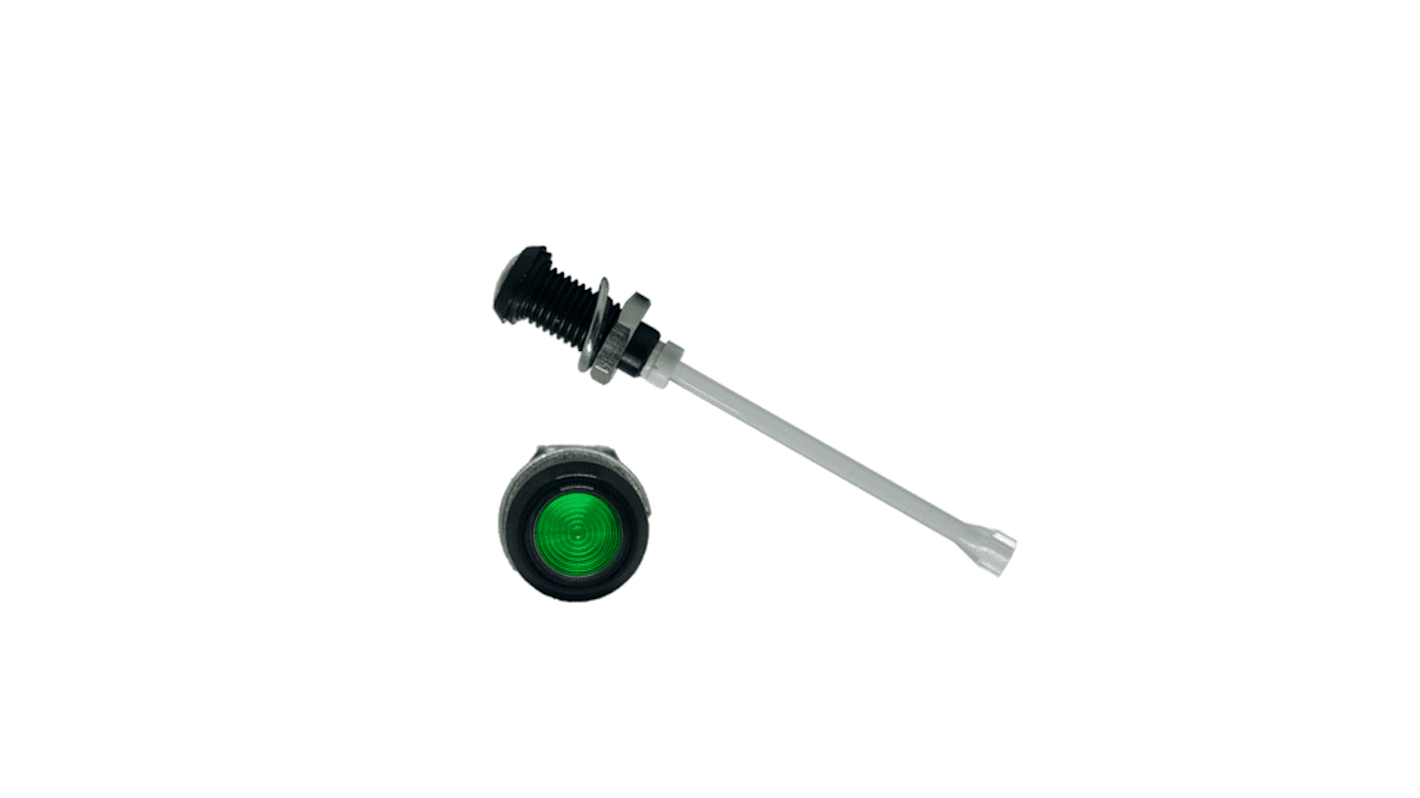 RHD-1140-F9PZG67PR Bivar, Panel Mount Vertical LED Light Pipe, Green Round Lens