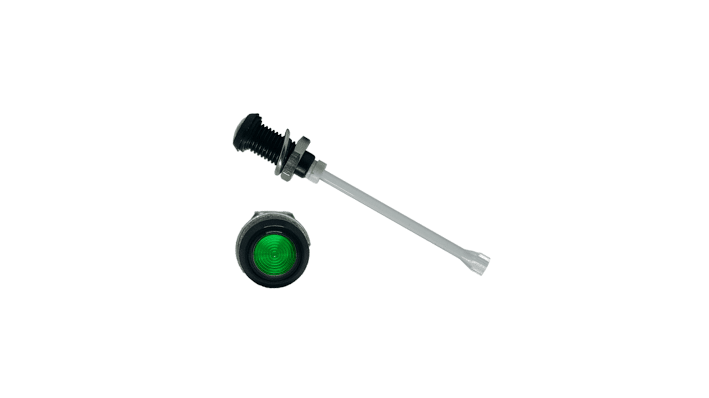 RHD-1410-F6PZG67PR Bivar, Panel Mount Vertical LED Light Pipe, Green Round Lens