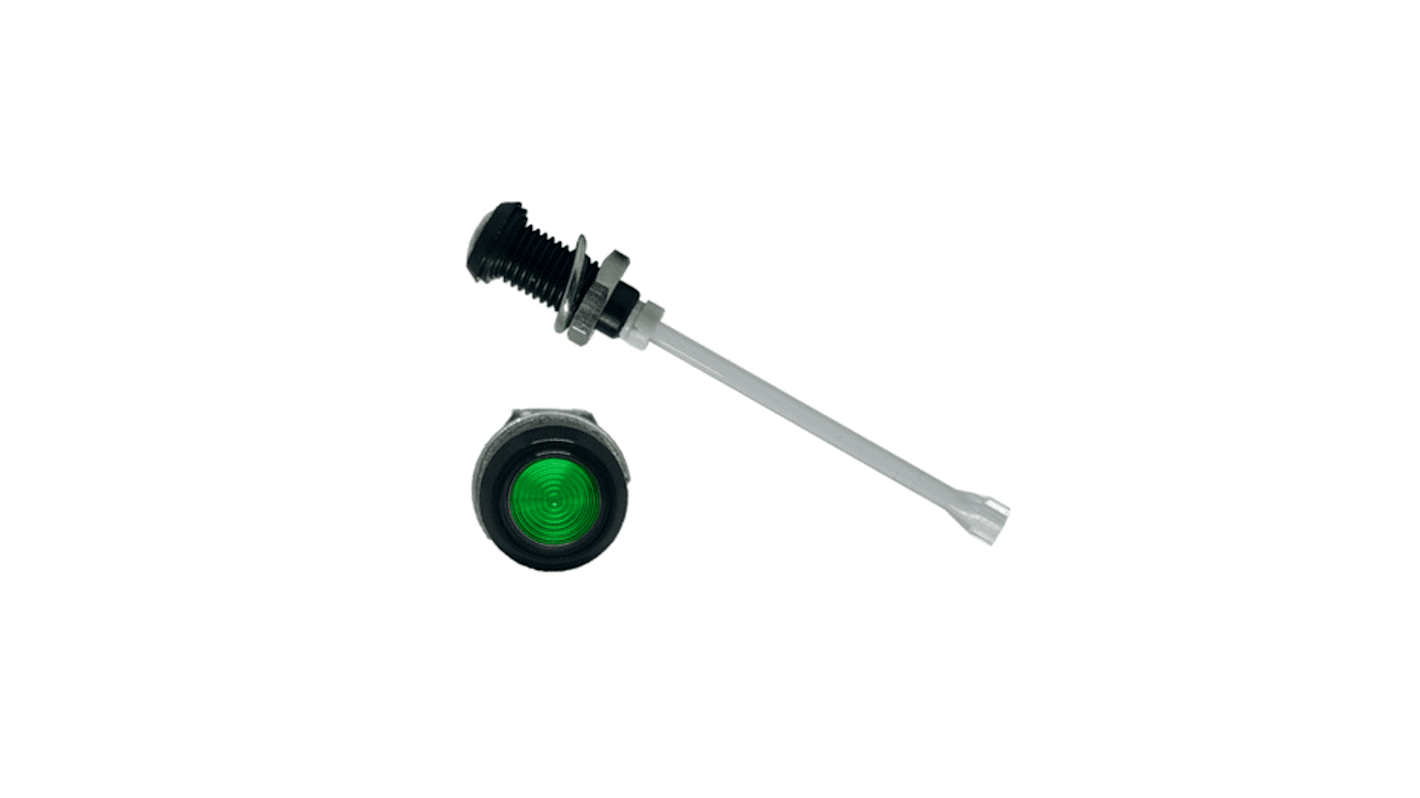 RHD-1640-F9PZG67PR Bivar, Panel Mount Vertical LED Light Pipe, Green Round Lens
