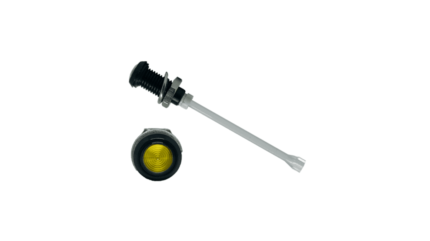 RHD-1640-F9PZY67PR Bivar, Panel Mount Vertical LED Light Pipe, Yellow Round Lens