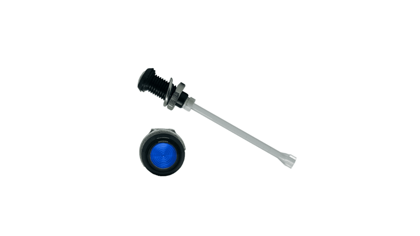 RHD-1660-F6PZB67PR Bivar, Panel Mount Vertical LED Light Pipe, Blue Round Lens