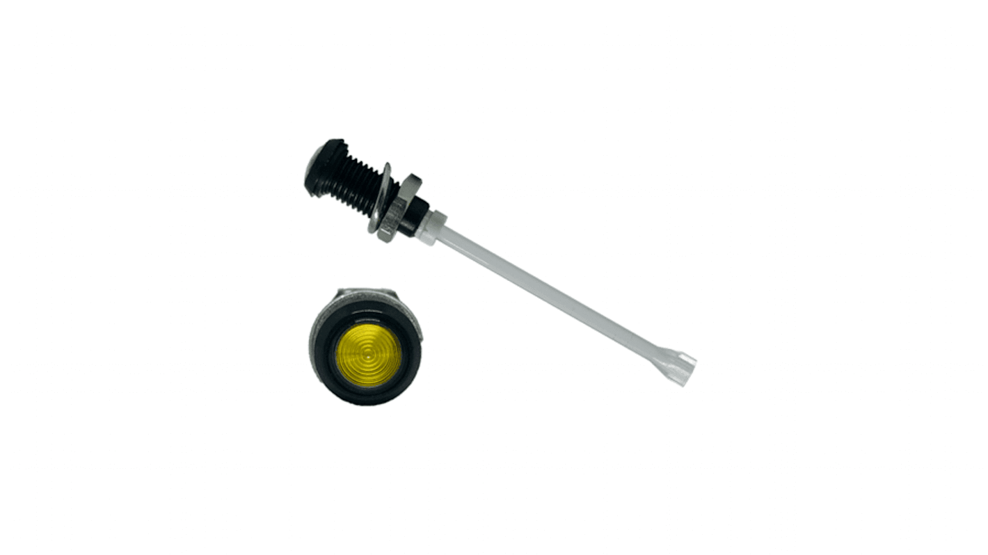 RHD-1660-F6PZY67PR Bivar, Panel Mount Vertical LED Light Pipe, Yellow Round Lens