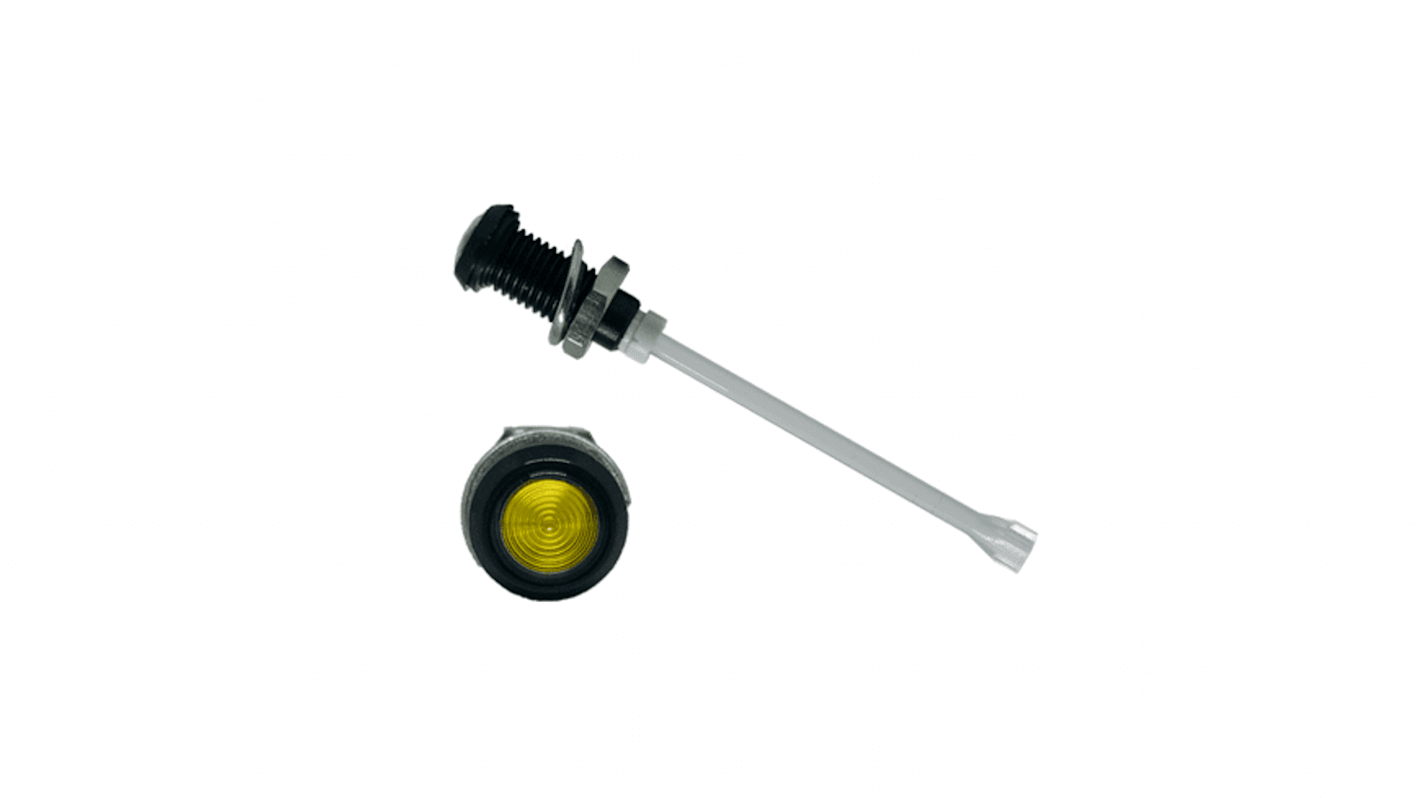 RHD-1890-F9PZY67PR Bivar, Panel Mount Vertical LED Light Pipe, Yellow Round Lens