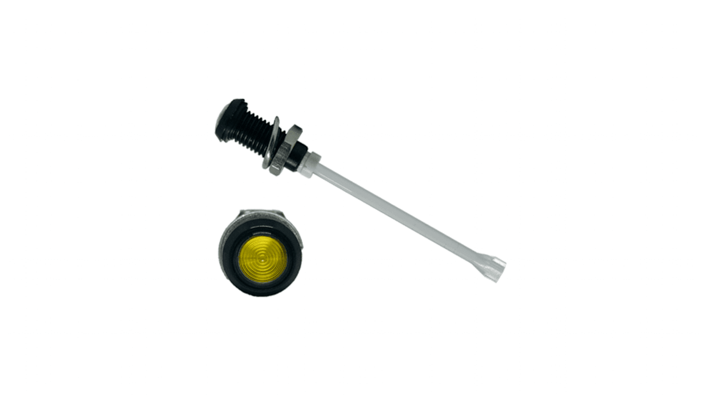 RHD-1910-F6PZY67PR Bivar, Panel Mount Vertical LED Light Pipe, Yellow Round Lens