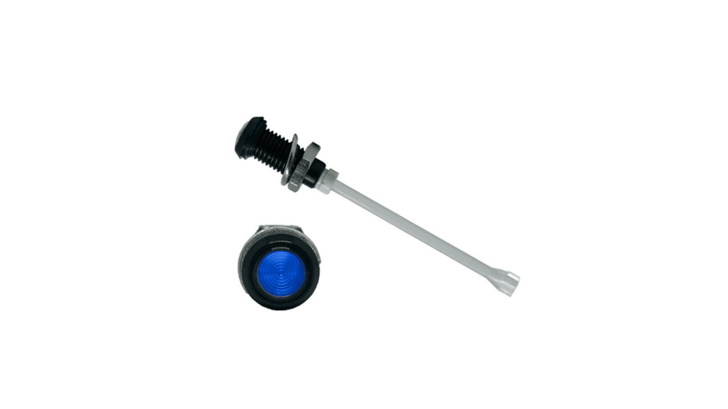 RHD-2390-F9PZB67PR Bivar, Panel Mount Vertical LED Light Pipe, Blue Round Lens