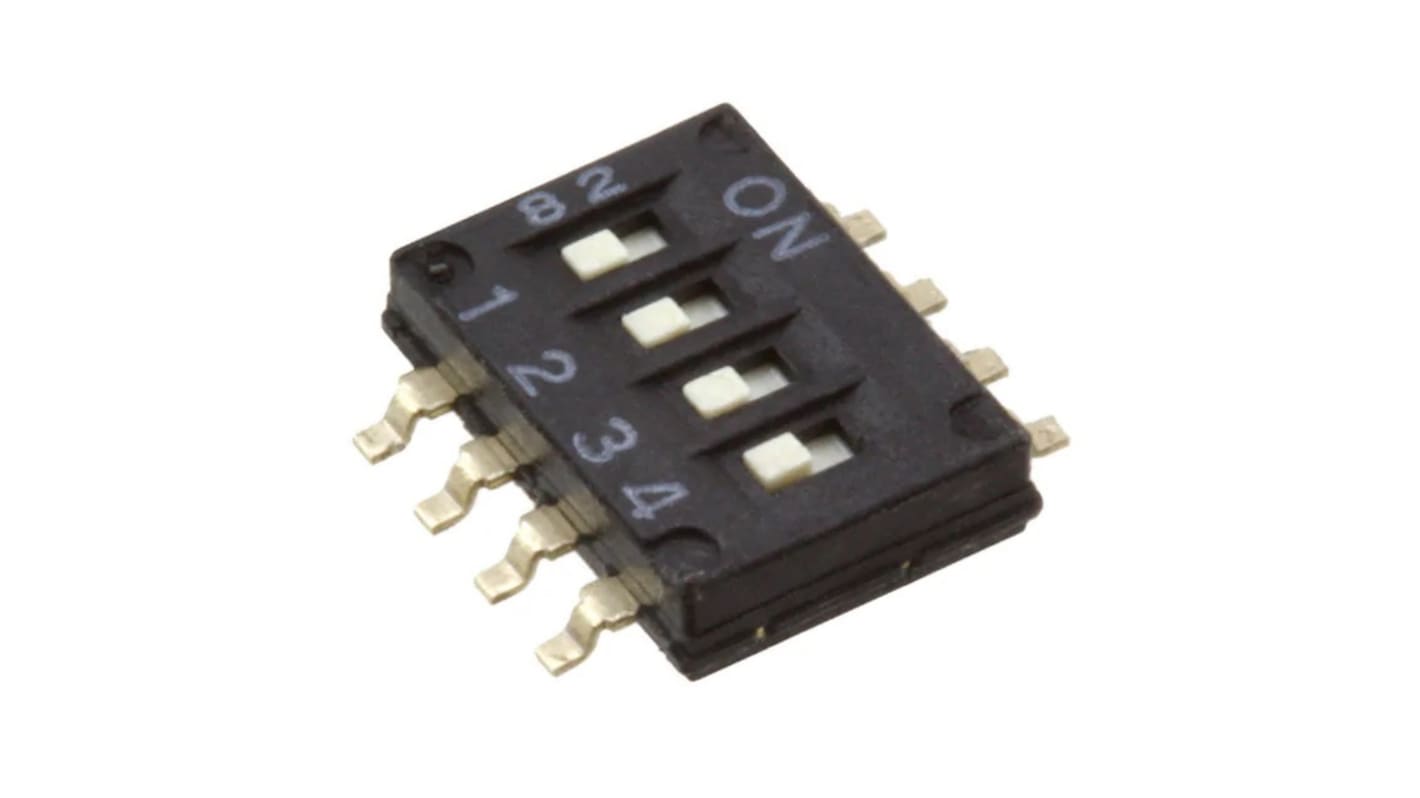 Omron DIP-Schalter Gleiter 4-stellig, 1-poliger Ein/Ausschalter 25 mA