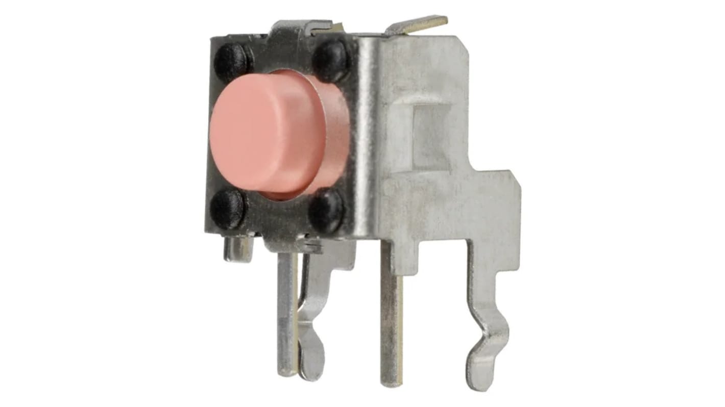 IP00 Pink Plunger Tactile Switch, SPST 50 mA Through Hole