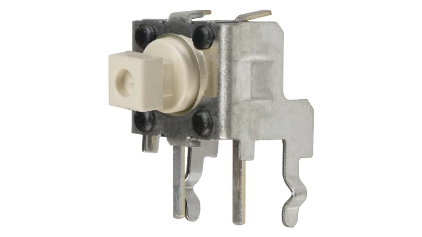 IP00 Ivory Plunger Tactile Switch, SPST 50 mA Through Hole