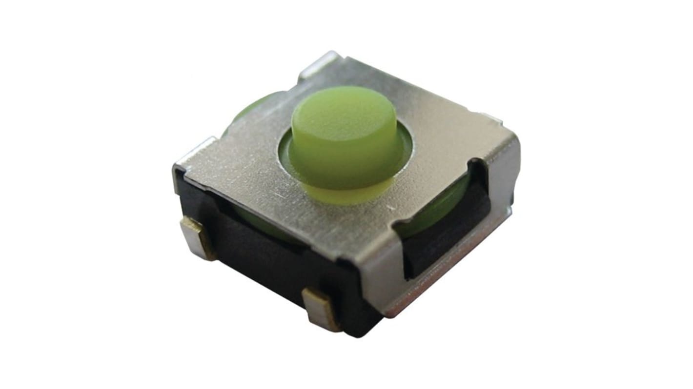 Omron IP67 Green/Yellow Plunger Tactile Switch, SPST 50 mA 0.9mm Surface Mount