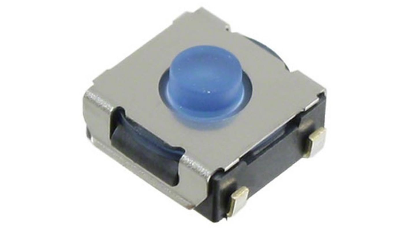 IP67 Blue Plunger Tactile Switch, SPST 50 mA 0.9mm Surface Mount