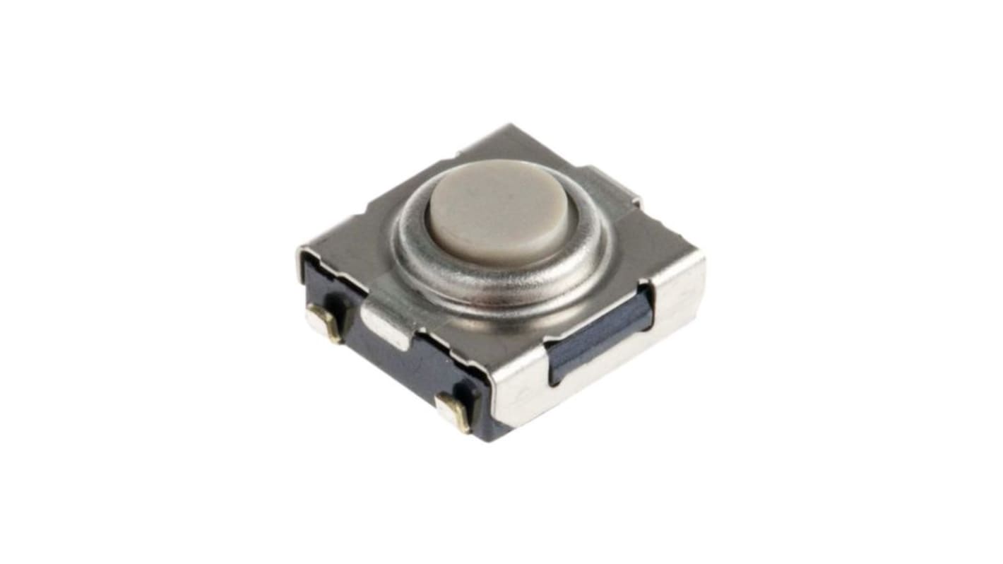 IP67 Ivory Plunger Tactile Switch, SPST 50 mA 1.1mm Surface Mount