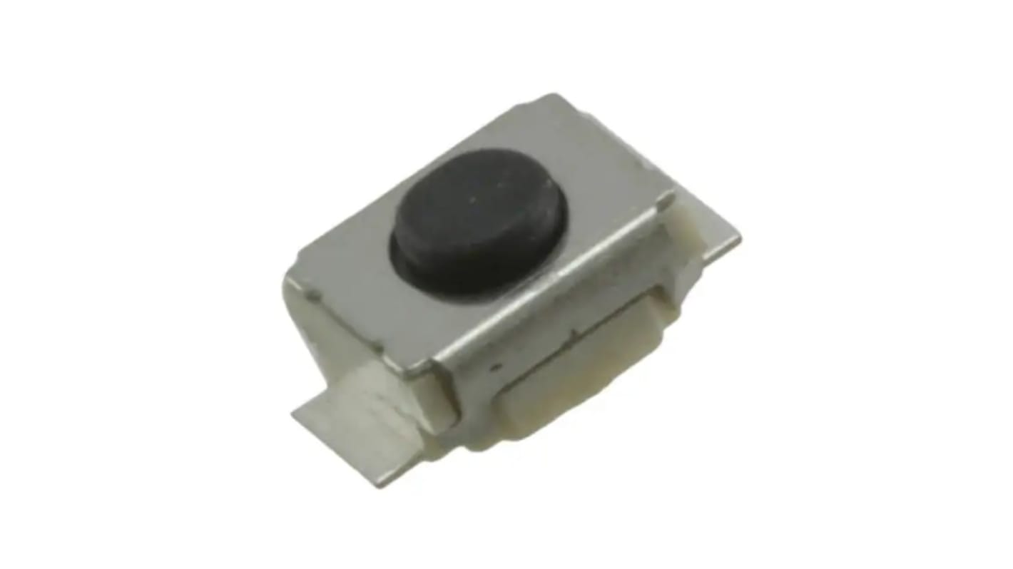 IP40 Black Plunger Tactile Switch, SPST 50 mA 0.4mm Surface Mount