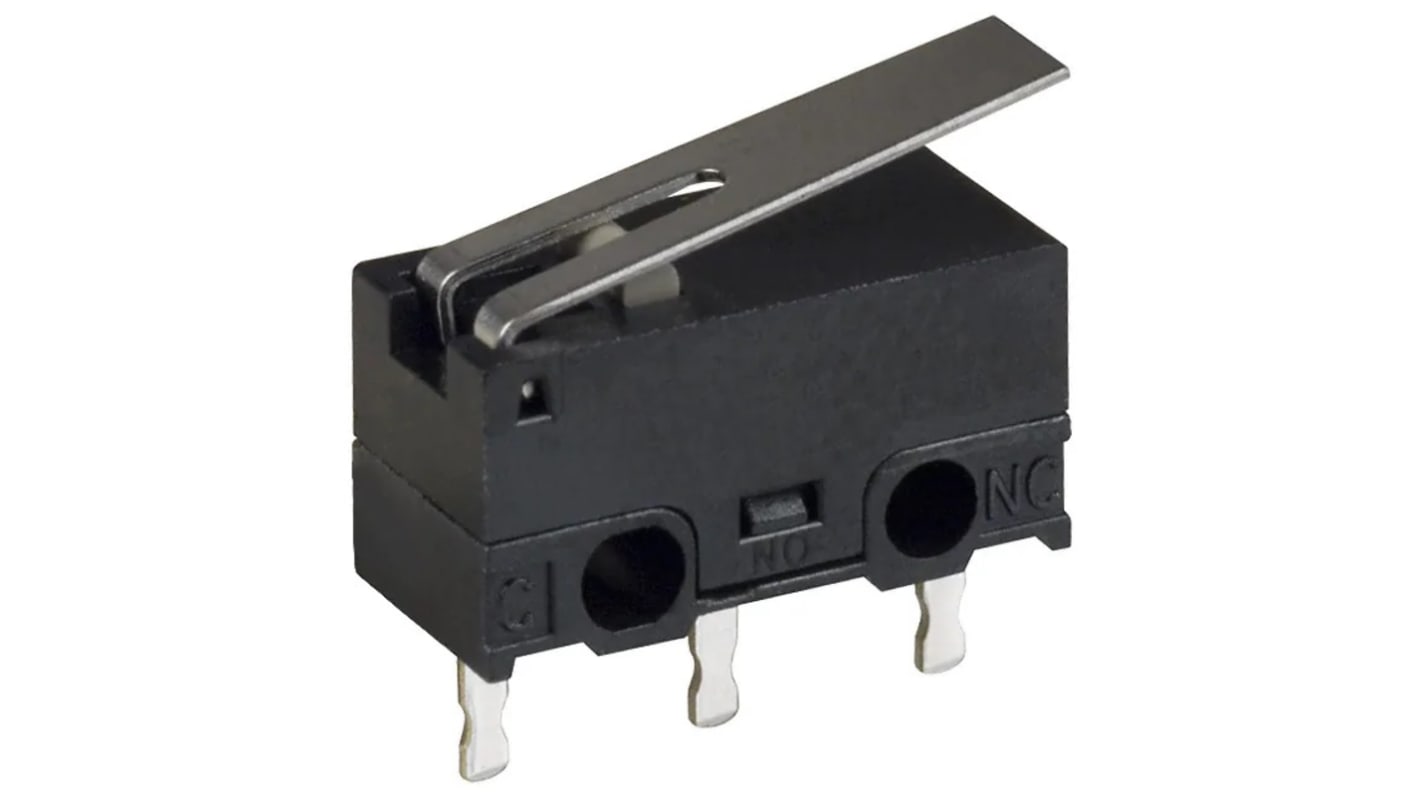 Omron Hinge Lever Subminiature Micro Switch, Through Hole Terminal, 100 mA, SPDT, IP40