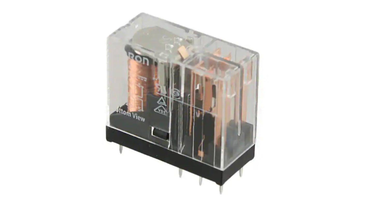 Omron PCB Mount Non-Latching Relay, 230V ac Coil, 3A Switching Current, DPDT